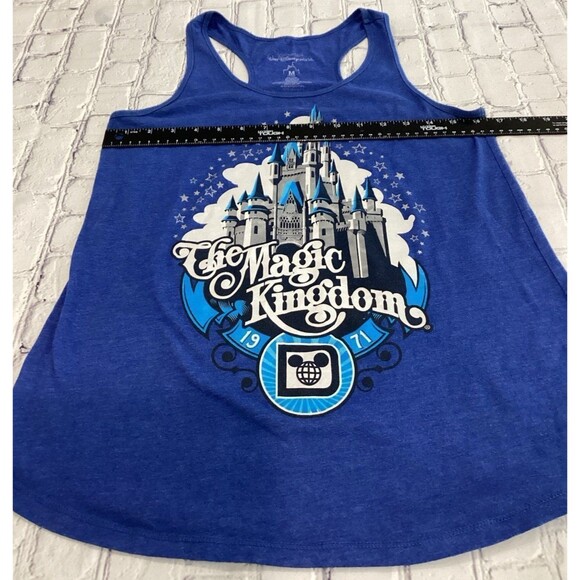 Disneyland Women's Tank Top Size M Blue Vintage 1971 Magic Kingdom Racer Back - Picture 5 of 6